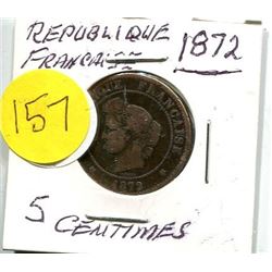 1872 REPUBLIQUE FRANCAISE - 5 CENTIMES
