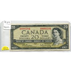 1954 BANK OF CANADA 20 DOLLAR BILL