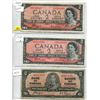 Image 1 : 1954 (X2) AND 1937 BANK OF CANADA 2 DOLLAR BILLS