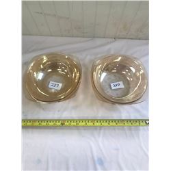 2X FLORA GOLD - DEPRESSION GLASS BOWLS 8" - NO CHIPS OR CRACKS