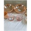 Image 2 : LOT OF PEACH LUSTERWARE, 2-8" BOWLS, 3 CUPS, 2 PINK DEPI CUPS, AND 3 NAPPIES (HAVE CHIPS)