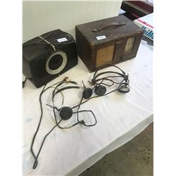 2 VINTAGE RADIOS - RLA AND 2 EAR RECEIVERS