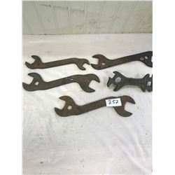 5 JOHN DEERE AND VANBRUNT WRENCHES - STAMPED
