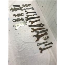 LOT OF CREAM SEPARATOR STOOLS AND OTHER MISC. WRENCHES