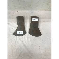 2 VINTAGE AXE HEADS - ONE MARKED 3 3/4 SWEDEN