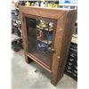 Image 1 : PRIMITIVE CHINA CABINET - NEEDS RESTORATION - 60H X 43W X 14D - GLASS DOOR