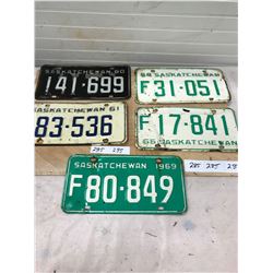 5X 1960'S LICENSE PLATES - SASK (1960,61,64,66,69)