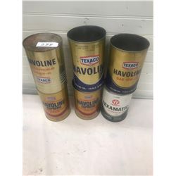 6 TEXACO OIL TINS