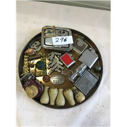 LOT OF COLLECTIBLES - 1949-50 CHAUFFEURS BADGE, LIGHTERS, ETC.