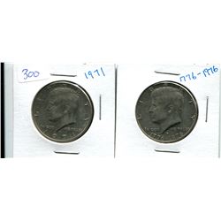 LOT OF 2 KENNEDY HALF DOLLARS 1971 AND 1776-1976