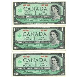 LOT OF 3 1867-1967 CENTENNIAL DOLLARS