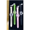 Image 1 : 4 ASSORTED WATCHES WITH RUBBERS STRAPS - SOFT PINK, BLACK, WHITE, AND LIME GREEN