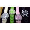 Image 2 : 4 ASSORTED WATCHES WITH RUBBERS STRAPS - SOFT PINK, BLACK, WHITE, AND LIME GREEN