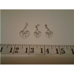 SILVER CUBIC ZINCONIA - SET OF PENDANT AND EARRINGS