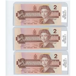 THREE 1986 TWO DOLLAR BILLS (SEQUENTIAL ORDER) *UNCIRCULATED*