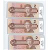 Image 1 : THREE 1986 TWO DOLLAR BILLS (SEQUENTIAL ORDER) *UNCIRCULATED*
