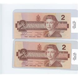 TWO 1986 TWO DOLLAR BILLS