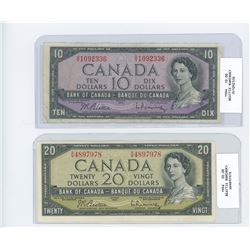 1954 10 DOLLAR BILL & 1954 20 DOLLAR BILL