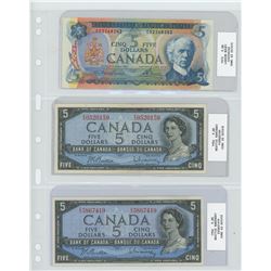 THREE FIVE DOLLAR BILLS (2 1954 CUNC 63 ESTATE, 1 1972 CUNC 63 ESTATE)