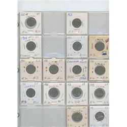 15 CANADIAN NICKELS 1920'S, 30'S AND 40'S