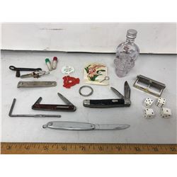 CRYSTAL HEAD VODKA, POCKET KNIVES, DICE, ETC.