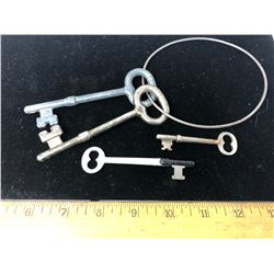 4 SKELETON KEYS W/ KEY RING