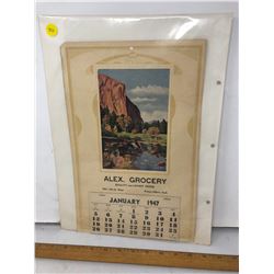 2 ALEX, GROCERY CALENDARS - JANUARY 1947