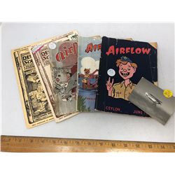 5 MAGAZINES - 3 "AIRFLOW," 1 -1943 AND 2 -1944/ 2 "DESERT RAT SCRAPBOOK