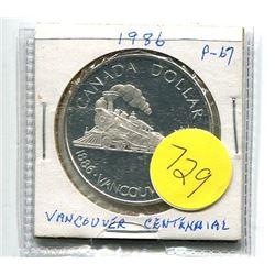 1986 - CANADA SILVER DOLLAR - VANCOUVER CENTENNIAL - .375 TROY OZ SILVER