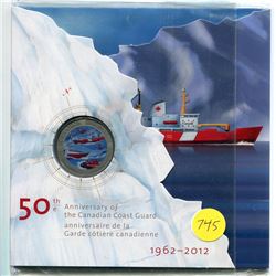 1962-2012 - 50TH ANNIVERSARY OF THE CANADIAN COST GUARD .25 CENT COIN