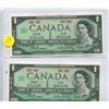 Image 1 : 2X 1967 BANK OF CANADA ONE DOLLAR NOTE WITHOUT SERIAL NUMBER