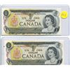 Image 1 : 2X 1973 BANK OF CANADA ONE DOLLAR NOTE - UNCIRCULATED