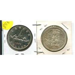 1958 CANADIAN SILVER DOLLAR, 1959 CANADIAN SILVER DOLLAR