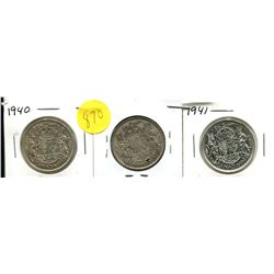 1939, 1940, 1941 CANADIAN FIFTY CENT COIN