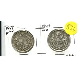 1944 ND, 1944 WD CANADIAN FIFTY CENT COIN