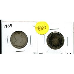 1905, 1909 CANADIAN TWENTY-FIVE CENT COIN