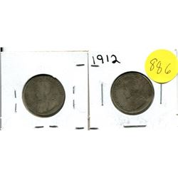 1912, 1913 CANADIAN TWENTY-FIVE CENT COIN