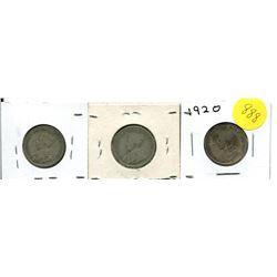 1920, 1929, 1930 CANADIAN TWENTY-FIVE CENT COIN