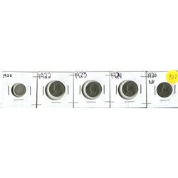 1920, 22, 23, 24, 1926 N6 CANADIAN FIVE CENT COIN