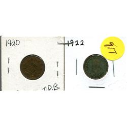 1920, 22 CANADIAN ONE CENT COIN