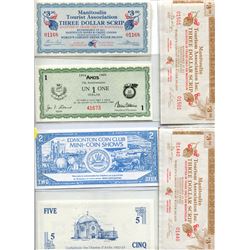 1987 EDMONTON COIN CLUB TRADE BUCKS, 1989 AMOS TRADE DOLLAR, 1989 FIVE DOLLAR AMOS TRADE DOLLARS, 19