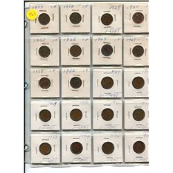 PAGE OF CANADIAN LARGE AND SMALL ONE CENT COINS 1918-1936, PAGE OF CANADIAN SMALL ONE CENT COINS 193