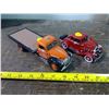 Image 1 : METAL TOY CHEVROLET FLAT DECK W/ FIRE CHIEF'S CAR ON BACK
