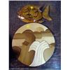 Image 1 : 2 WOODEN PLAQUES - FISH + WHEAT (ELEVATOR)