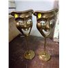 Image 1 : 2X BRASS MASKS ON STANDS