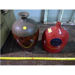 2 CERAMIC VASES (RED AND BROWN)