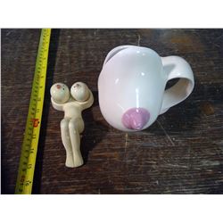 X-RATED SALT + PEPPER SET, AND COFFEE CUP