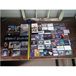 BOX OF CASSETTES AND VHS MOVIES