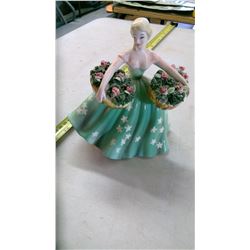 VINTAGE GIRL WITH FLOWER VASE