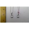 Image 2 : 2 STIRRUP PENDANT WITH PINK GEM AND WHITE PEARL